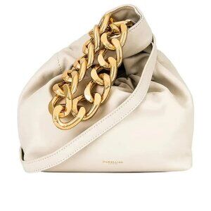 DEMELLIER Cream Leather Chain Bucket Bag